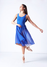 Mid-Calf Length Chiffon Skirt Royal Blue Front [Blue]
