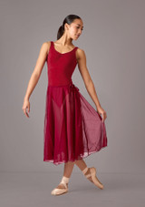 Move Dance Cynthia Long Ballet Dance Skirt Burgundy Front 4 [Red]