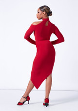Move Dance Luz Cut Away Shoulder Leotard Red Back [Red]