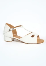 Microfibre PU T-bar cut-out ballroom and latin shoe White Side [White]