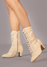 Move Dance Danna 2.25" Leather Dance Boots Light Beige Front 7 [Brown]