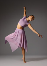 Jolista Harmony Hankerchief Hem Lyrical Skirt Dark Lilac Front 3 [Purple]