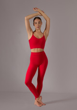 Move Dance Misha Cross Back Crop Top Red Front [Red]