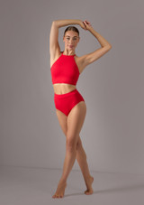 Move Dance Tara Halterneck Crop Top Red Front [Red]