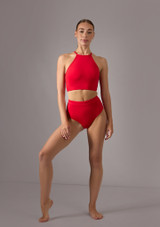Move Dance Tara Halterneck Crop Top Red Front 2 [Red]