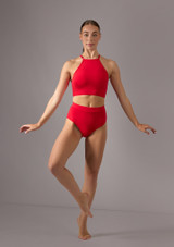 Move Dance Tara Halterneck Crop Top Red Front [Red]