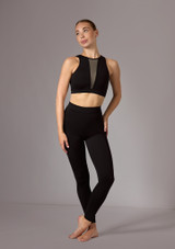 Move Dance Luella Mesh Insert Crop Top Black Front 2 [Black]