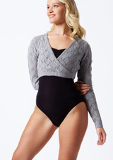 Bloch Nola Knit Wrap Top Grey Front [Grey]