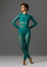 Jolista Unity Mesh Catsuit Jade Front 2 [Green]