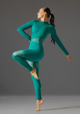 Jolista Radiance Mesh Panel Catsuit Jade Front [Green]