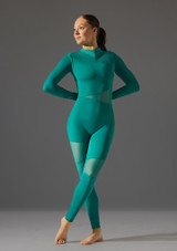 Jolista Radiance Mesh Panel Catsuit Jade Front 3 [Green]