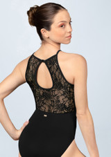 Mirella Lace Halterneck Leotard Black Back [Black]