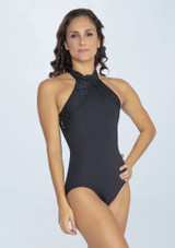 So Danca Tuane halter lace leotard Black Front [Black]