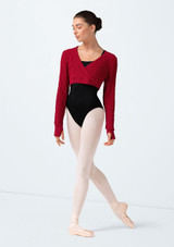Bloch Atiyah Wrap Knit Crop Top Cherry Front 2 [Red]