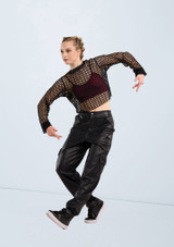 Weissman Fishnet Long-Sleeve Crop Top Black 149 [Black]
