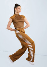 Weissman Sporty Tied-Sleeve Crop Top Camel 4 [Brown]