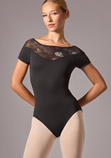 Move Dance Liss Sweetheart Floral Leotard Black Front [Black]