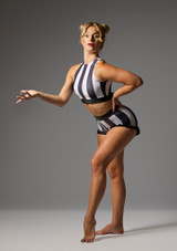 Jolista Marquee Stripe Dance Shorts Black-White [Black]