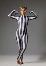 Jolista Gambit Stripe Glove Catsuit Black-White 2 [Black]