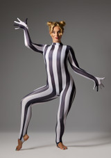 Jolista Gambit Stripe Glove Catsuit Black-White 2 [Black]