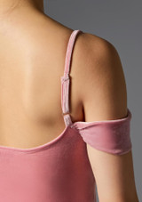 Velour leotard with drape sleeve Rose Pink [Pink]