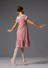 Velour dress with chiffon collar Rose Pink Back 4 [Pink]