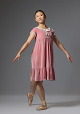 Velour dress with chiffon collar Rose Pink [Pink]