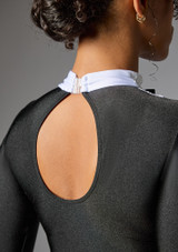 Jolista Speakeasy Long Sleeve Tuxedo Leotard Black-White 9 [Black]