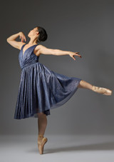 Jolista Moonflower Gathered Mesh Ballet Dress Navy Blue 6 [Blue]