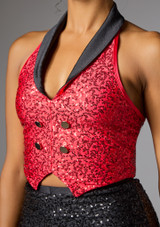 Jolista Starlet Sequin Waistcoat Red [Red]