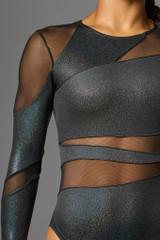 Jolista Cosmic Mesh Panel Leotard Black 2 [Black]