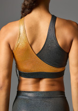 CROSS OVER CROP TOP Black-Gold [Black]