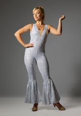Sequin flared catsuit Silver-White 5 [Silver]