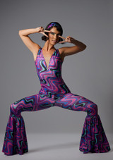 Printed 70's catsuit Groovy Swirl Front 4 [Patterned]