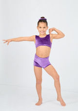 Alegra Girls Glacier Velour Crop Top Plum Front 3 [Purple]