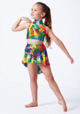 Alegra Girls Print Sara High-Low Skirt JUN Front [Green]