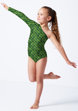 One sleeved asymmetric leotard SCA Front [Patterned]