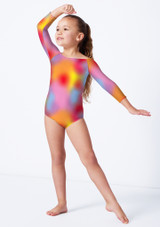 3/4 sleeve slash neck leotard BAC Front [Patterned]