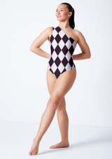 Asymmetric leotard HAR Front [Patterned]