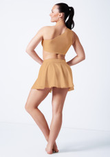 Alegra Shiny Jasmine Circle Mini Skirt Flesh Front 4 [Tan]