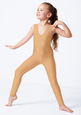 V-dip catsuit Flesh Front [Tan]