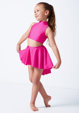 Alegra Girls Shiny Electra Racer Crop Top Magenta Front [Pink]