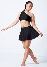 Alegra Shiny Scarlett Asymmetric Top Black Front [Black]