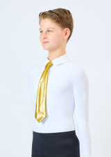 Alegra Metallic Elasticated Tie Gold Front [Gold]