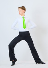 Alegra Shiny Elasticated Tie Fluorescent Green Front [Green]
