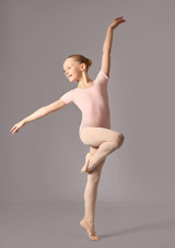 Short sleeved, scoop neck leo (as Freya) Pink Front [Pink]