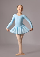 Long sleeved skirted leo (as Lacey) Pale Blue Front 3 [Blue]