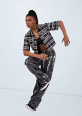 Weissman Rhinestone Plaid Shirt Black 8 [Black]