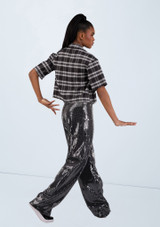 Weissman Rhinestone Plaid Shirt Black 8 [Black]