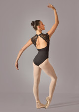 Move Dance Isobel Cap Sleeve Lace Leotard Black Back 3 [Black]